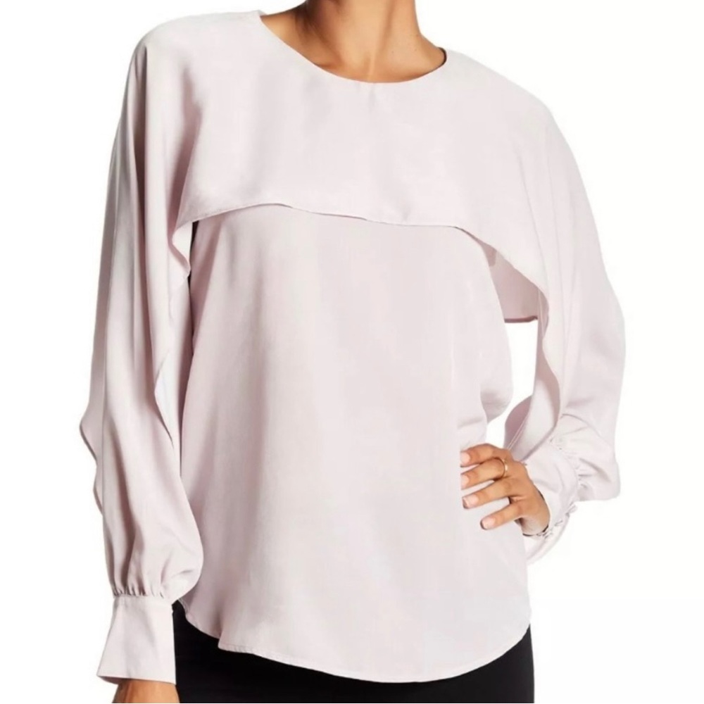 Ro & de chiffon pink blouse with split sleeves
